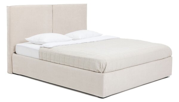 Bež tapecirani bračni krevet s podnicom i prostorom za odlaganje 180x200 cm Thessa Bold – Bonami Selection
