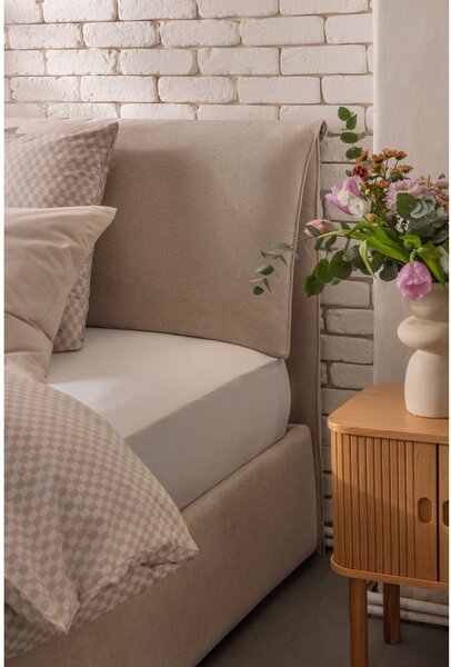 Bež tapecirani bračni krevet s podnicom i prostorom za odlaganje 160x200 cm Myra Pillow – Bonami Selection
