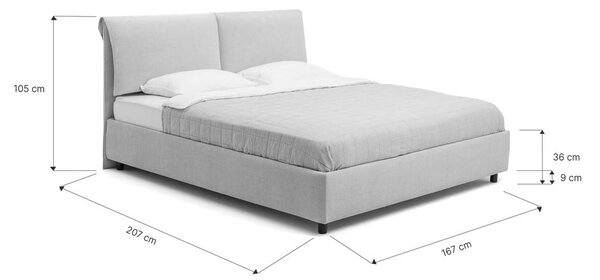 Bež tapecirani bračni krevet s podnicom i prostorom za odlaganje 160x200 cm Myra Pillow – Bonami Selection