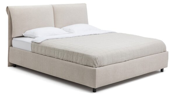 Bež tapecirani bračni krevet s podnicom i prostorom za odlaganje 160x200 cm Myra Pillow – Bonami Selection