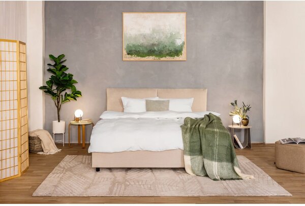 Bež tapecirani bračni krevet s podnicom i prostorom za odlaganje 160x200 cm Myra Pillow – Bonami Selection