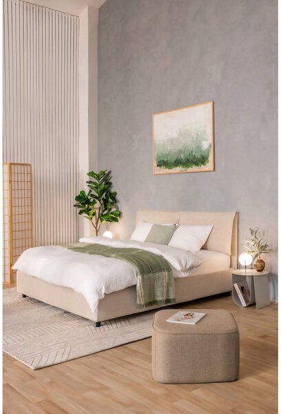 Bež tapecirani bračni krevet s podnicom i prostorom za odlaganje 160x200 cm Myra Pillow – Bonami Selection