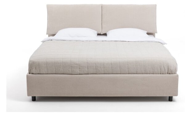 Bež tapecirani bračni krevet s podnicom i prostorom za odlaganje 160x200 cm Myra Pillow – Bonami Selection