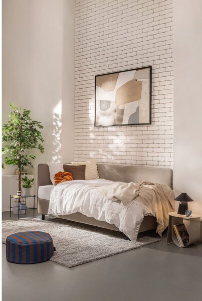Smeđe-sivi tapecirani krevet s prostorom za odlaganje s madracem 90x200 cm Avela – Bonami Selection