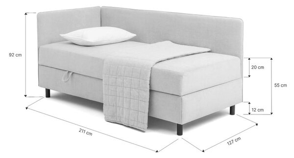 Sivi tapecirani krevet s prostorom za odlaganje s madracem 120x200 cm Avela – Bonami Selection