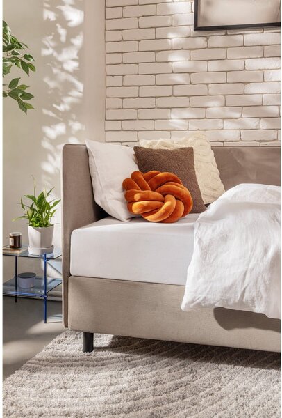 Smeđe-sivi tapecirani krevet s prostorom za odlaganje s madracem 90x200 cm Avela – Bonami Selection