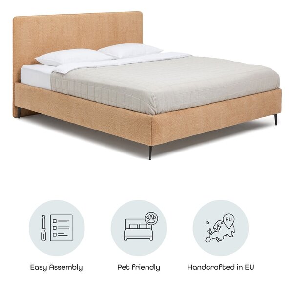 Senf žuti tapecirani bračni krevet s podnicom 180x200 cm Noira Slim – Bonami Selection