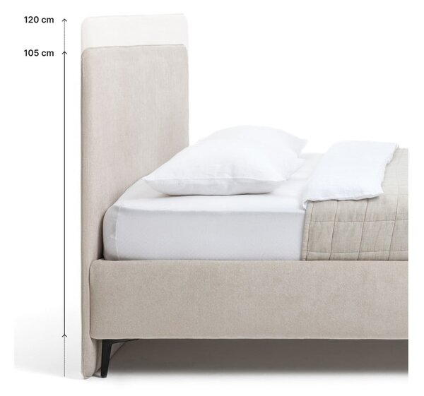 Bež tapecirani bračni krevet s podnicom 160x200 cm Noira Slim – Bonami Selection