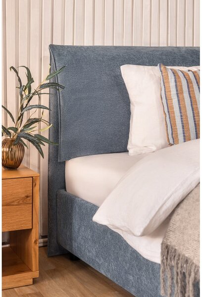 Plavi tapecirani bračni krevet s podnicom i prostorom za odlaganje 180x200 cm Thessa Pillow – Bonami Selection