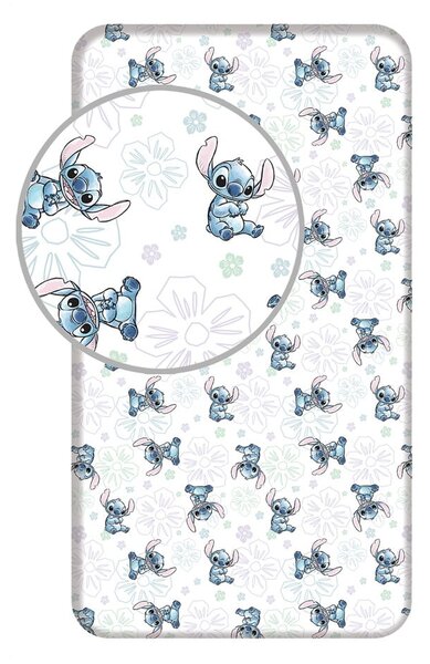 Bijela pamučna dječja plahta s gumom za krevet za jednu osobu 90x200 cm Lilo and Stitch "Ohana White" – Jerry Fabrics