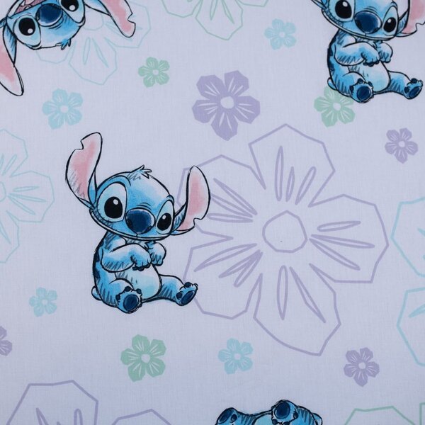 Bijela pamučna dječja plahta s gumom za krevet za jednu osobu 90x200 cm Lilo and Stitch "Ohana White" – Jerry Fabrics