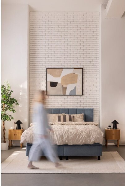 Plavi boxspring krevet s prostorom za odlaganje 160x200 cm Elva Bold Line – Bonami Selection