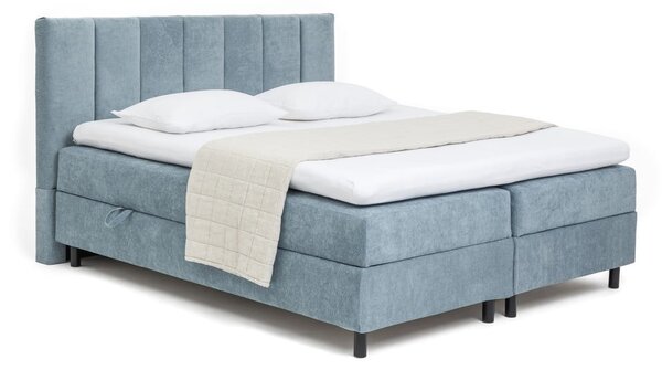 Plavi boxspring krevet s prostorom za odlaganje 160x200 cm Elva Bold Line – Bonami Selection