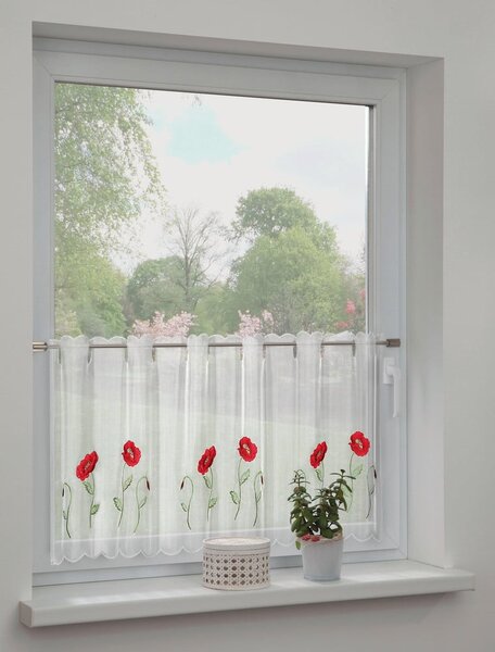 Bijela prozirna zavjesa 155x45 cm Poppies – Sehlbach