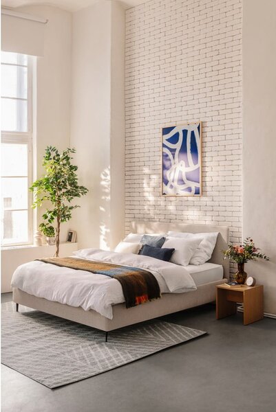 Bež tapecirani bračni krevet s podnicom 160x200 cm Noira Slim – Bonami Selection
