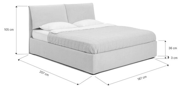 Plavi tapecirani bračni krevet s podnicom i prostorom za odlaganje 180x200 cm Thessa Pillow – Bonami Selection