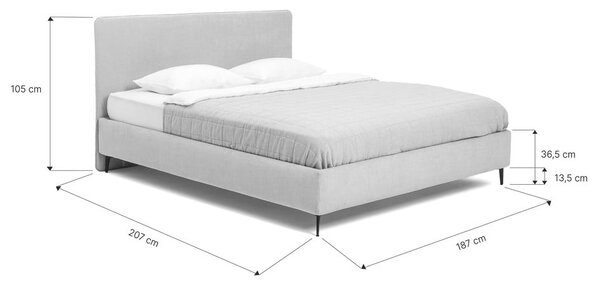 Senf žuti tapecirani bračni krevet s podnicom 180x200 cm Noira Slim – Bonami Selection