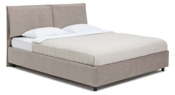 Smeđe-sivi tapecirani bračni krevet s podnicom i prostorom za odlaganje 180x200 cm Myra Pillow – Bonami Selection