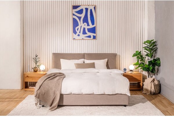 Smeđe-sivi tapecirani bračni krevet s podnicom i prostorom za odlaganje 180x200 cm Myra Pillow – Bonami Selection