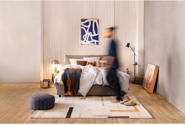 Smeđe-sivi tapecirani bračni krevet s podnicom i prostorom za odlaganje 180x200 cm Myra Pillow – Bonami Selection