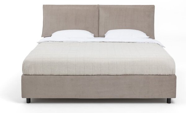 Smeđe-sivi tapecirani bračni krevet s podnicom i prostorom za odlaganje 180x200 cm Myra Pillow – Bonami Selection