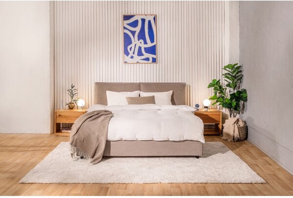 Smeđe-sivi tapecirani bračni krevet s podnicom i prostorom za odlaganje 180x200 cm Myra Pillow – Bonami Selection