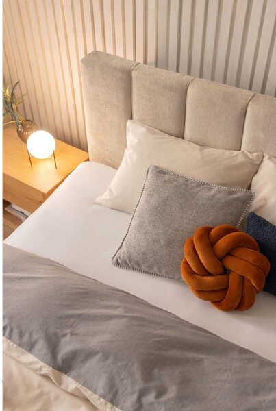 Bež tapecirani bračni krevet s podnicom i prostorom za odlaganje 180x200 cm Thessa Bold Line – Bonami Selection