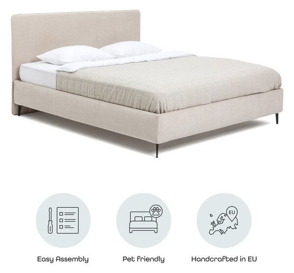 Bež tapecirani bračni krevet s podnicom 160x200 cm Noira Slim – Bonami Selection