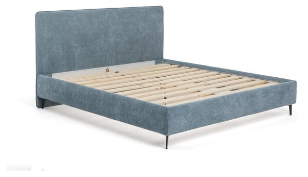 Plavi tapecirani bračni krevet s podnicom 160x200 cm Noira Slim – Bonami Selection