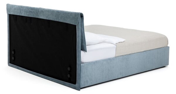 Plavi tapecirani bračni krevet s podnicom i prostorom za odlaganje 180x200 cm Thessa Pillow – Bonami Selection