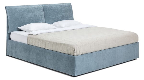 Plavi tapecirani bračni krevet s podnicom i prostorom za odlaganje 180x200 cm Thessa Pillow – Bonami Selection