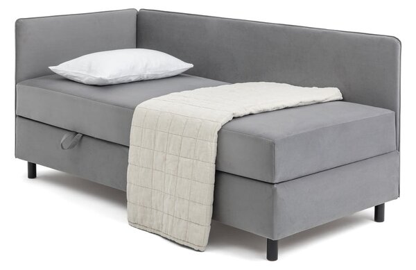 Sivi tapecirani krevet s prostorom za odlaganje s madracem 120x200 cm Avela – Bonami Selection