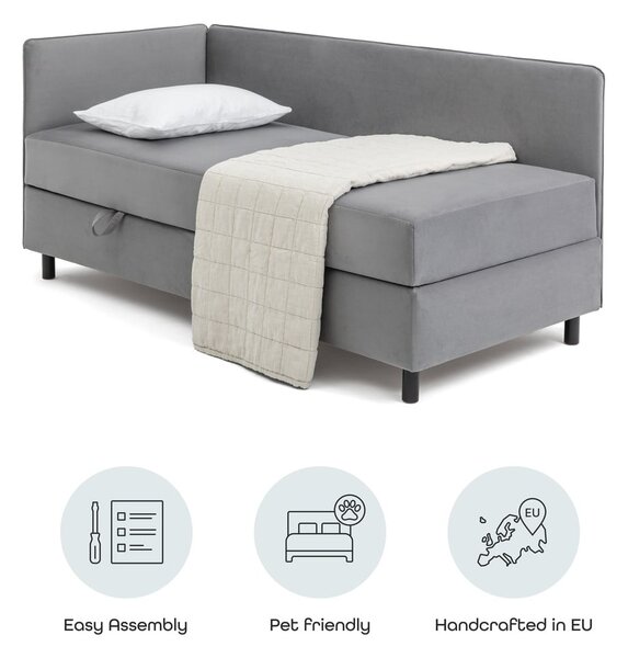 Sivi tapecirani krevet s prostorom za odlaganje s madracem 120x200 cm Avela – Bonami Selection