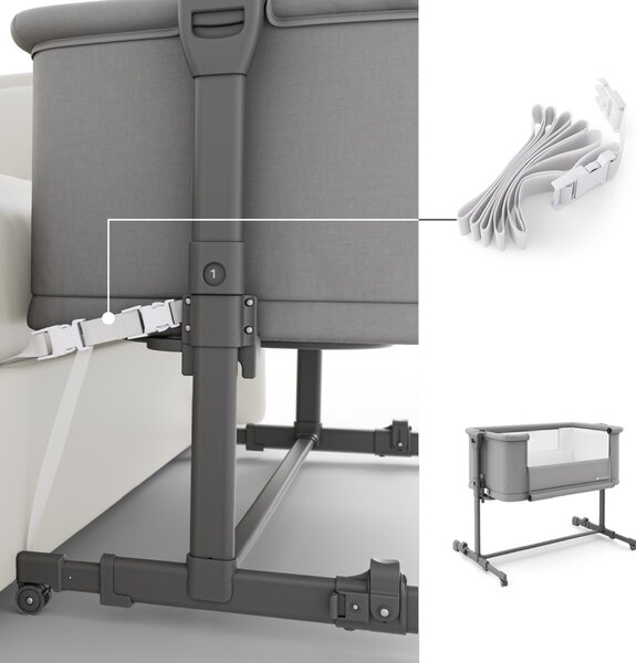 Kinderkraft kolijevka Nestee Grow 2 - Dark Grey
