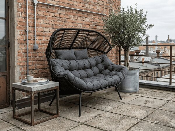 Vrtna sofa AURELO dvosjed 146 cm, crna