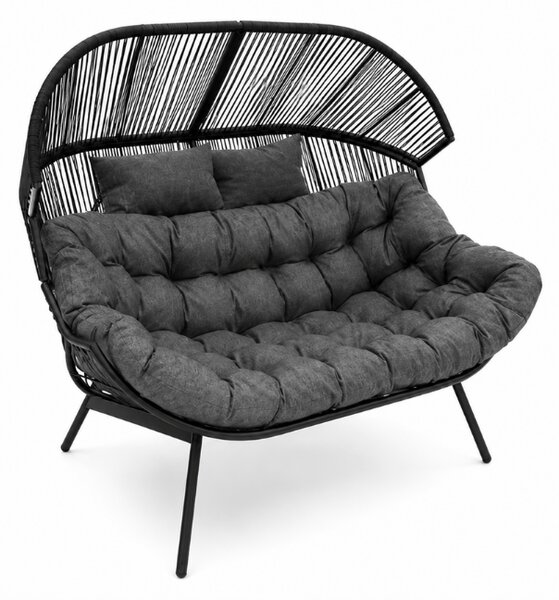 Vrtna sofa AURELO dvosjed 146 cm, crna