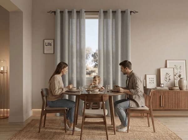 Zavjesa TAVIO 140x250 cm, svijetlo siva Sistem za vješanje: Metalni prstenovi