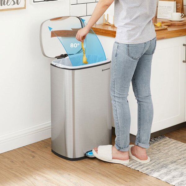 Kanta za smeće TIDY s tihim zatvaranjem, 50 l, srebrna SongmicsHome