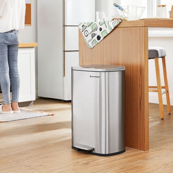Kanta za smeće TIDY s tihim zatvaranjem, 50 l, srebrna SongmicsHome