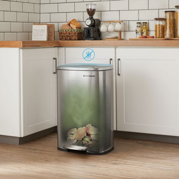 Kanta za smeće TIDY s tihim zatvaranjem, 50 l, srebrna SongmicsHome