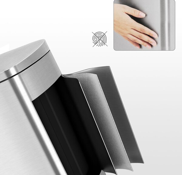 Kanta za smeće TIDY s tihim zatvaranjem, 50 l, srebrna SongmicsHome