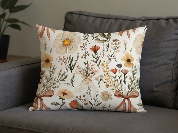Poli pamučna jastučnica FLORAL RIBBON POLY 50x70 cm, krem