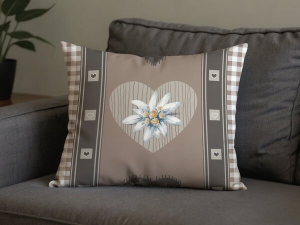 Poli-pamučna jastučnica HEART RETRO POLY 50x70 cm, smeđa