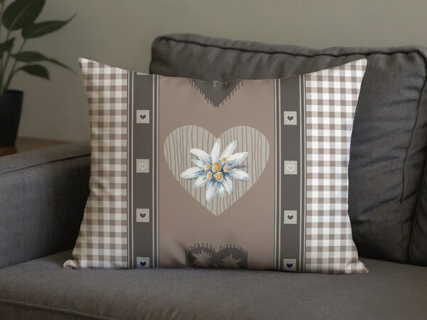 Poli-pamučna jastučnica HEART RETRO POLY 70x90 cm, smeđa
