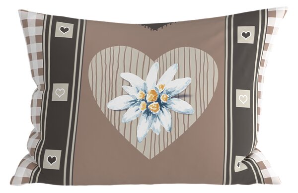 Poli-pamučna jastučnica HEART RETRO POLY 50x70 cm, smeđa