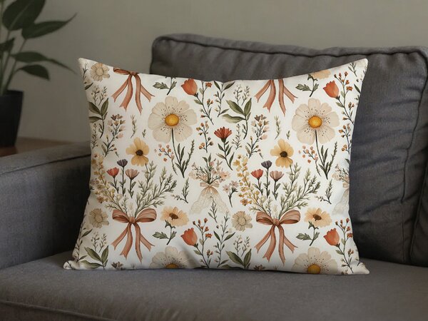 Poliestersko-pamučna jastučnica FLORAL RIBBON POLY 70x90 cm, krem boje