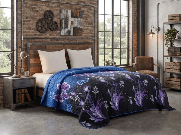 Prekrivač za krevet VIOLET BUTTERFLY, tamno plavi Dimenzije: 170 x 210 cm