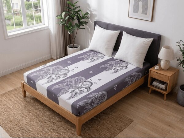 Napeta plahta od mikrovlakana TIRSO sivo-bijela 90x200 cm