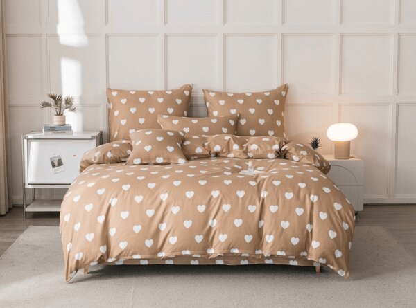 Posteljina od mikrovlakana CARAMHEART smeđa Dimenzije posteljine: 70 x 90 cm | 140 x 200 cm