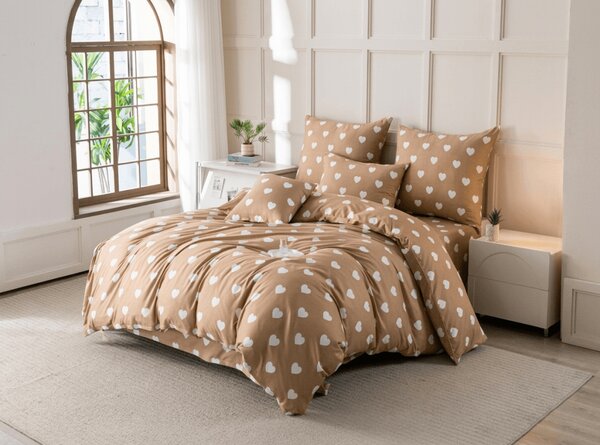 Posteljina od mikrovlakana CARAMHEART smeđa Dimenzije posteljine: 70 x 90 cm | 140 x 200 cm